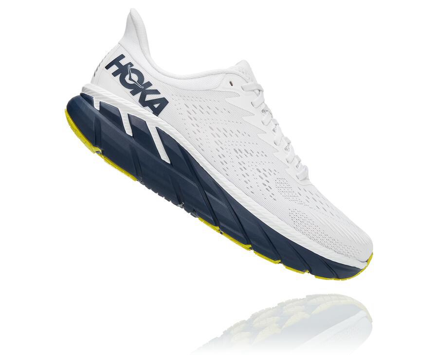 Running Shoes Mens - Hoka One One Clifton 7 - White/Black - LRWJPME-13